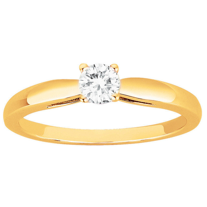 Bague solitaire plaqué or & oxyde de zirconium  Tailles paires 48 à 62
