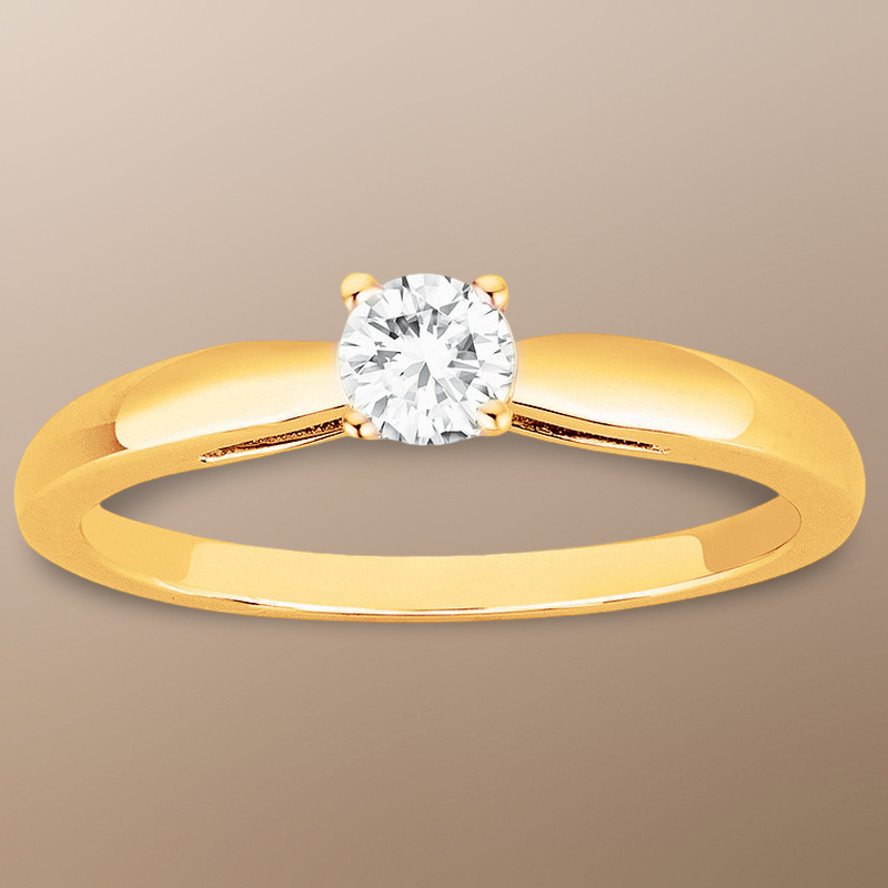 Bague Solitaire Femme en Plaqué Or et Oxyde de Zirconium