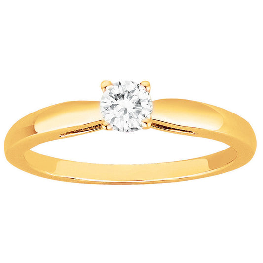 Bague Solitaire Femme en Plaqué Or et Oxyde de Zirconium