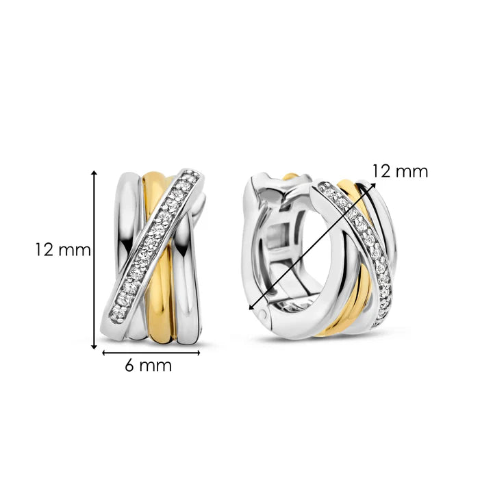 Boucles d'Oreilles TI SENTO Huggie Hoops Plaqué Or Jaune 7960ZY