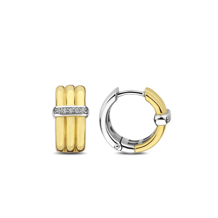 Boucles d'oreilles TI SENTO Argent 925 Doré avec Trio de Cercles et Oxyde de Zirconium