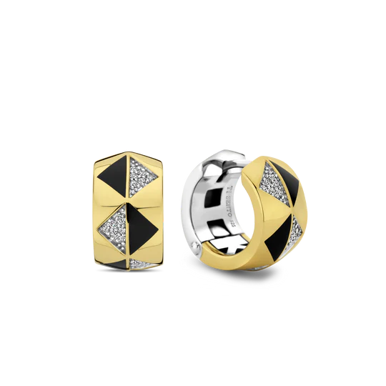 Boucles d'Oreilles TI SENTO Argent 925 Plaqué Or Jaune et Zircon 7987B