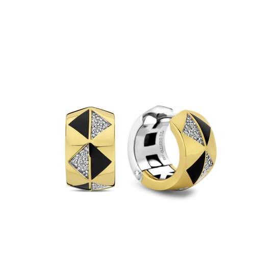 Boucles d'Oreilles TI SENTO Argent 925 Plaqué Or Jaune et Zircon 7987B