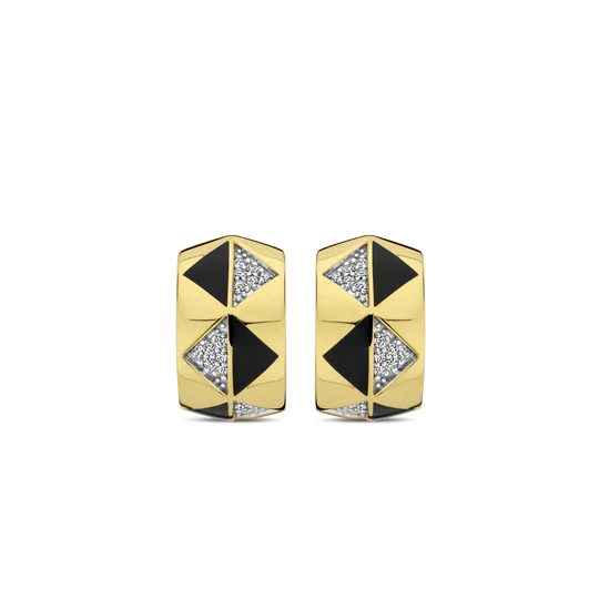 Boucles d'Oreilles TI SENTO Argent 925 Plaqué Or Jaune et Zircon 7987B