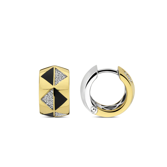 Boucles d'Oreilles TI SENTO Argent 925 Plaqué Or Jaune et Zircon 7987B