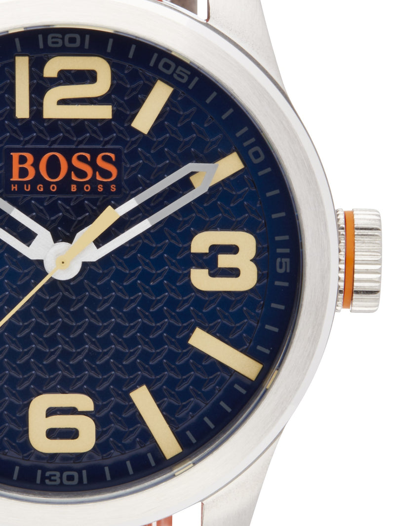 Montre Hugo Boss Orange Acier & Cuir Argenté