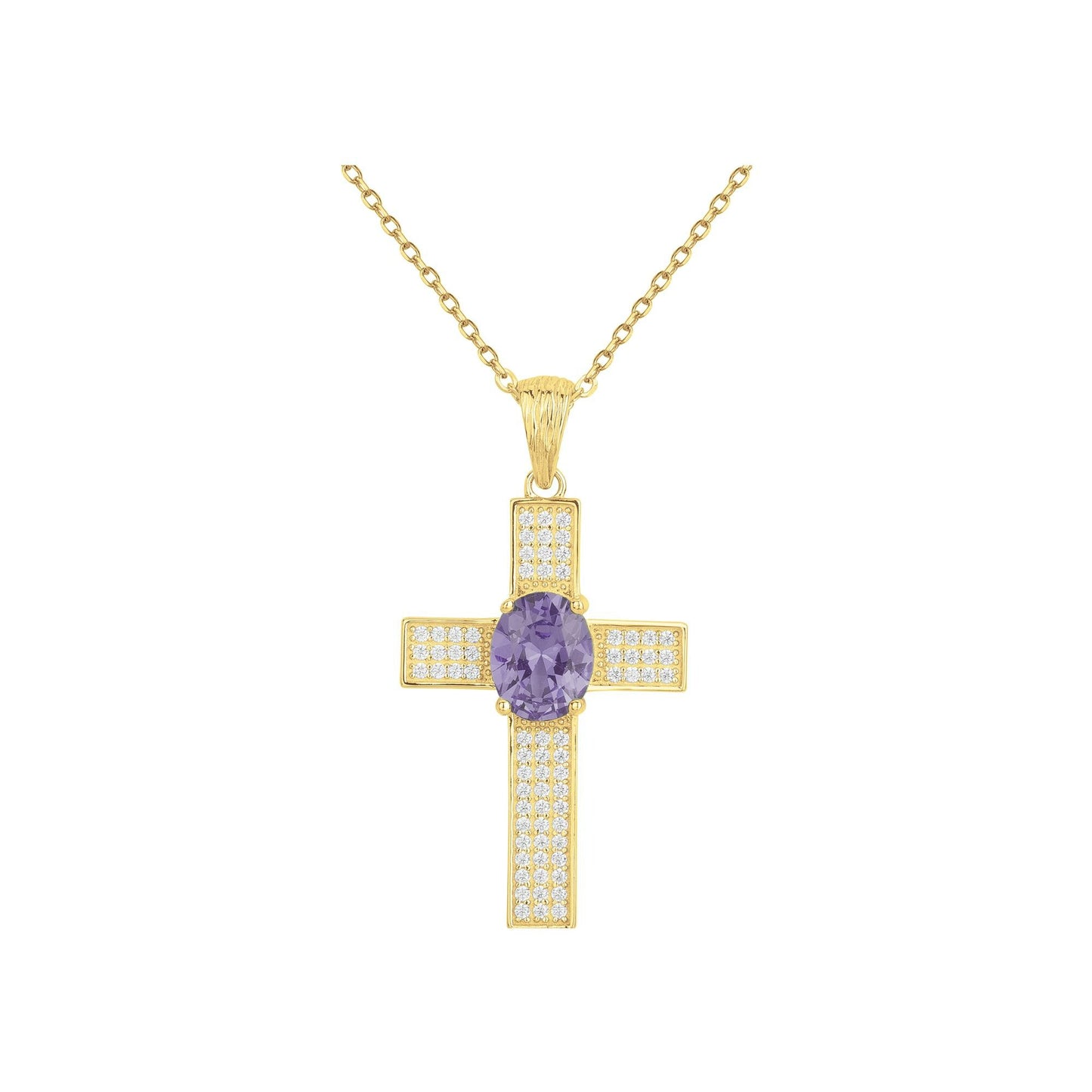 Collier Griffe Rouge Plaqué Or et Oxydes de Zirconium Violet
