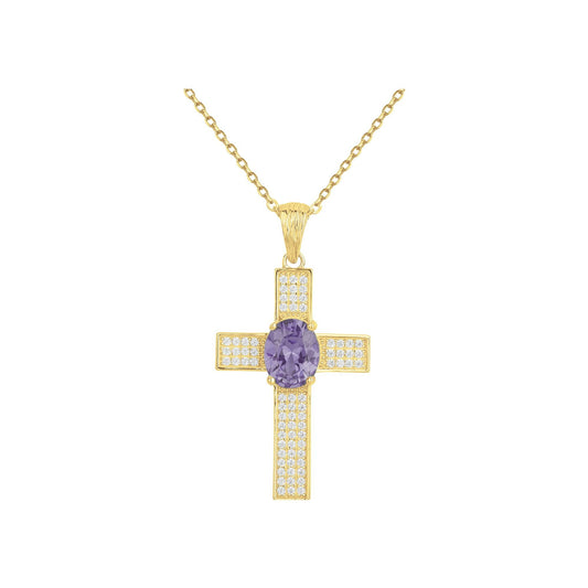 Collier Griffe Rouge Plaqué Or et Oxydes de Zirconium Violet