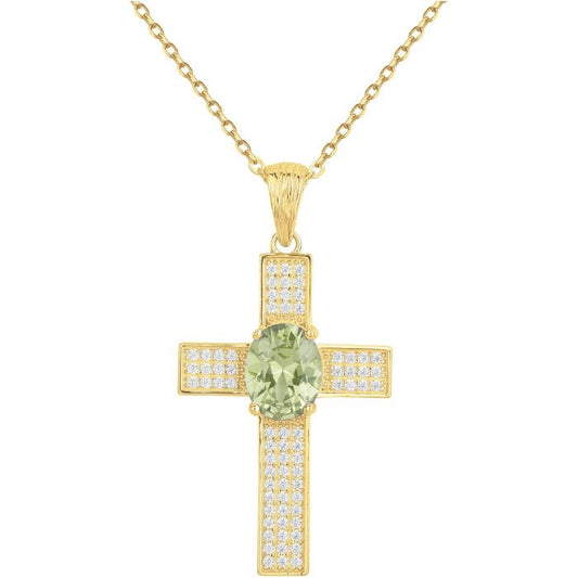 Collier Plaqué Or Spinelle Synthétique et Oxyde de Zirconium