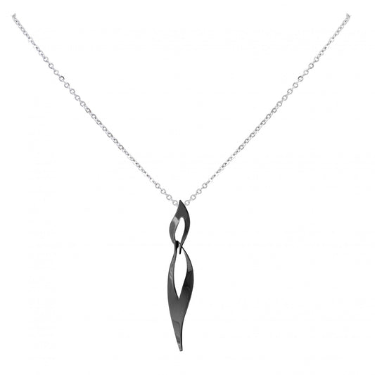 COLLIER/PENDENTIF ACIER NOIRE 42+5CM