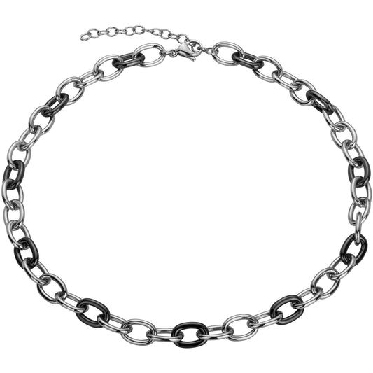 COLLIER ACIER CERAMIQUE NOIR-40+5CM