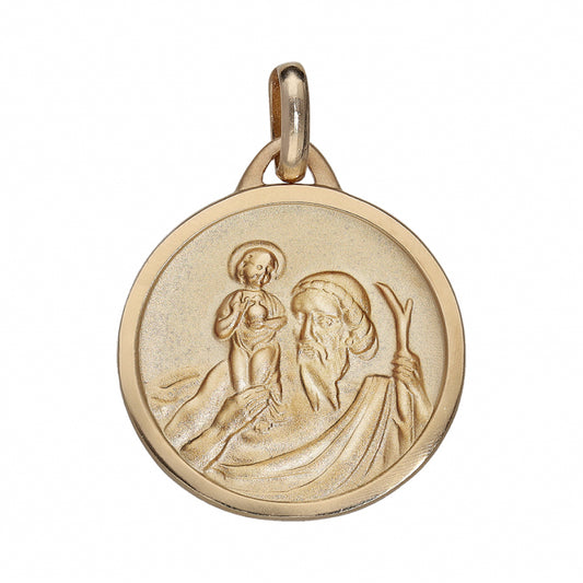 Médaille Saint Christophe ronde Plaqué Or