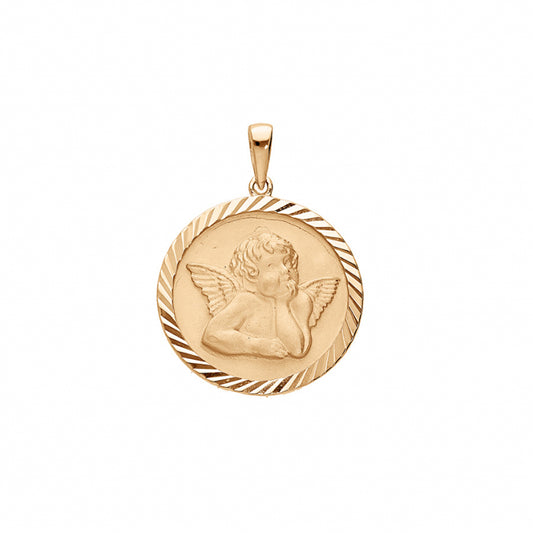 Médaille Ange Ronde Plaqué Or