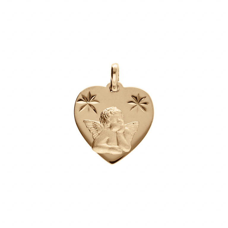 Médaille ange coeur etoile Plaqué Or
