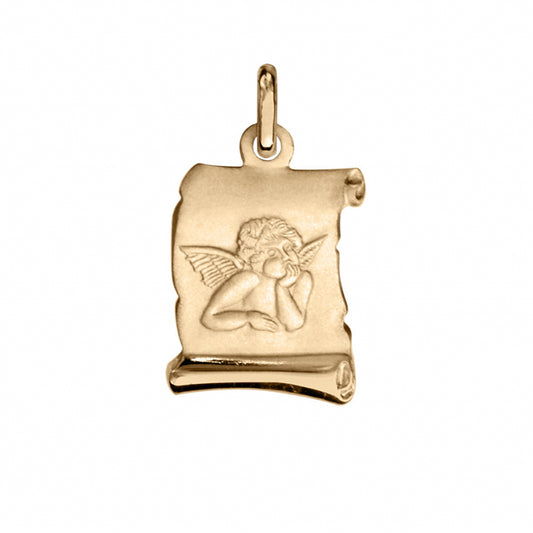 Médaille Ange Parchemin Plaqué Or – Élégance et Symbolisme