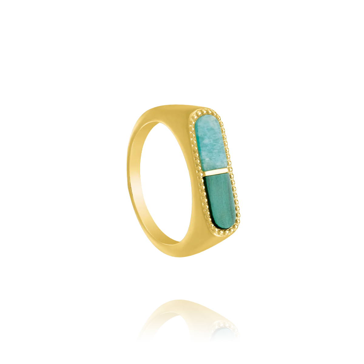 Bague Bicolore Styles Malachite, Amazonite & Argent Doré Charles Garnier