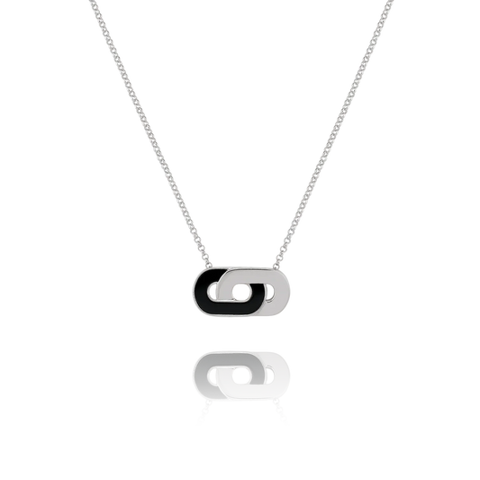 Collier Maillons Bicolores Styles Argent & Agate Noire