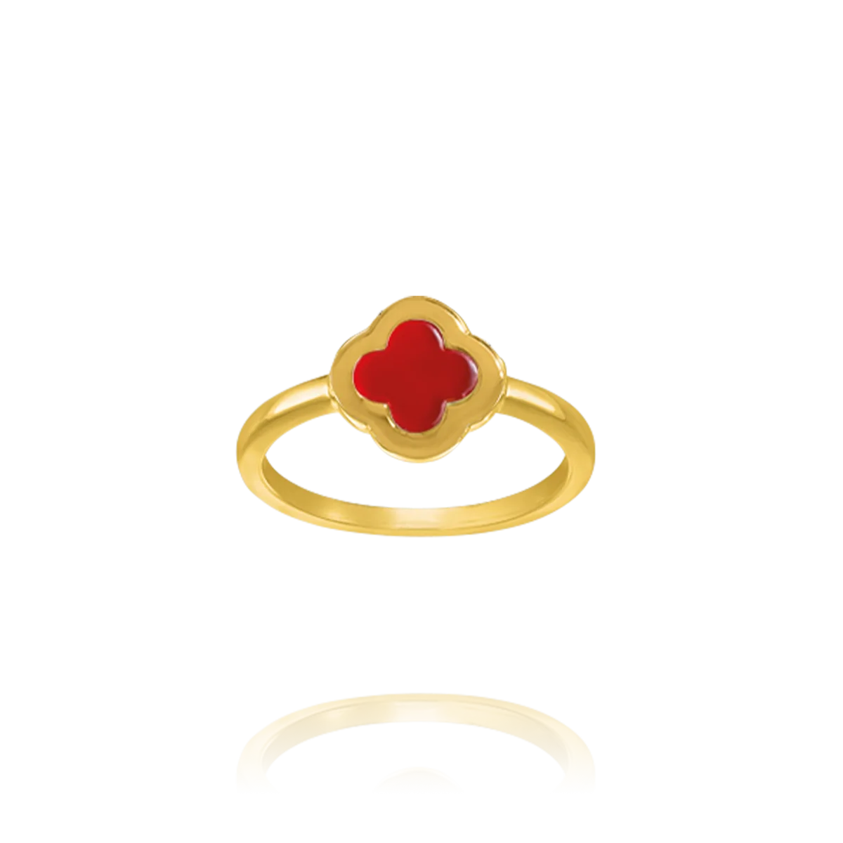 Bague Trèfle en Agate Rouge et Argent Doré AGF170249R