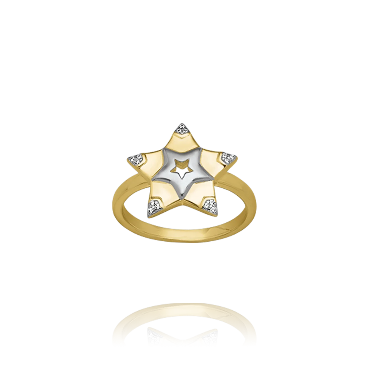 Bague Étoile en Argent Doré et Zirconium AGF170267Rc