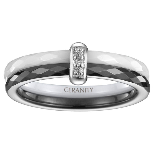 BAG. ARGENT, BICO N-B CER. FACETTE 2MM 1 DT 0.005CT