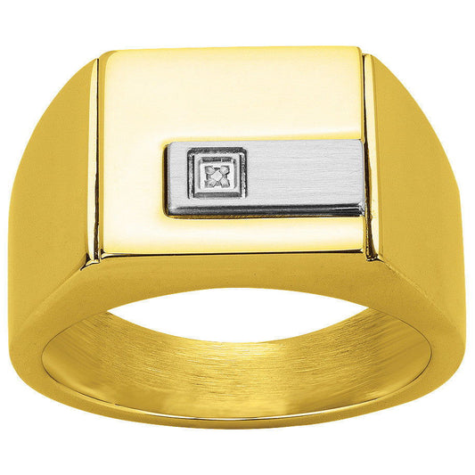 BAG.CHEVALIERE PVD JAUNE ET 1 DTS 0.005CTS - Bijouterie Cordier