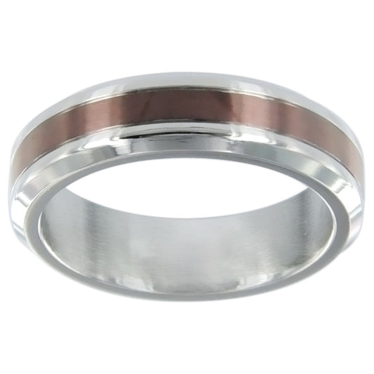 BAGUE ACIER BORDS POLIS CENTRE IP CAFE - Bijouterie Cordier