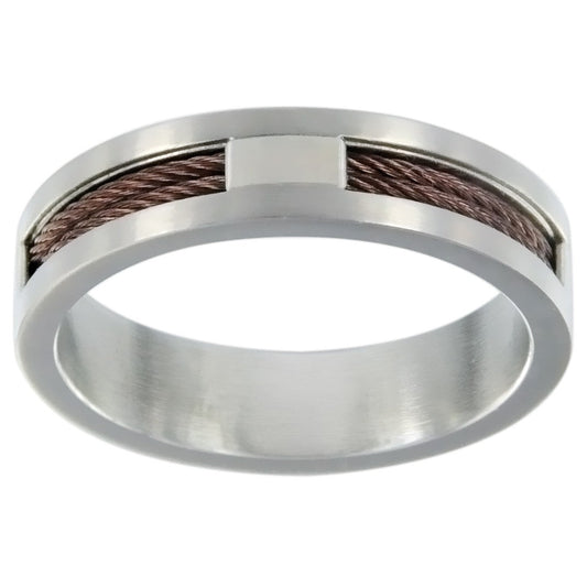 BAGUE ACIER CABLE IP CAFE - Bijouterie Cordier