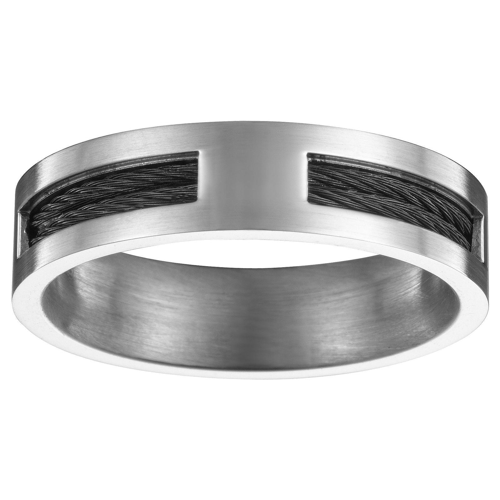 BAGUE ACIER CABLE IP NOIR - Bijouterie Cordier