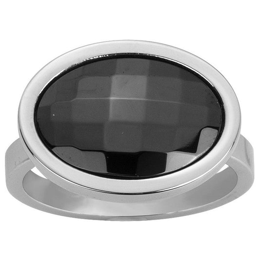 BAGUE ACIER CERAM. NOIR - Bijouterie Cordier