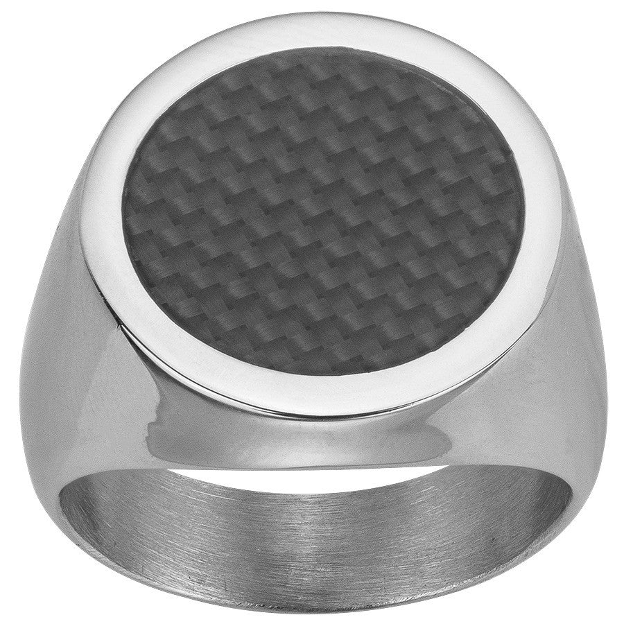 BAGUE ACIER ET CARBONE NOIR - Bijouterie Cordier