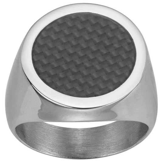 BAGUE ACIER ET CARBONE NOIR - Bijouterie Cordier