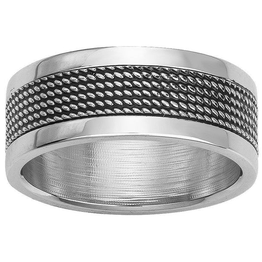 BAGUE ACIER ET LAQUE NOIRE - Bijouterie Cordier
