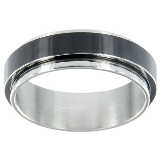 BAGUE ACIER TOURNANTE IP NOIR - Bijouterie Cordier