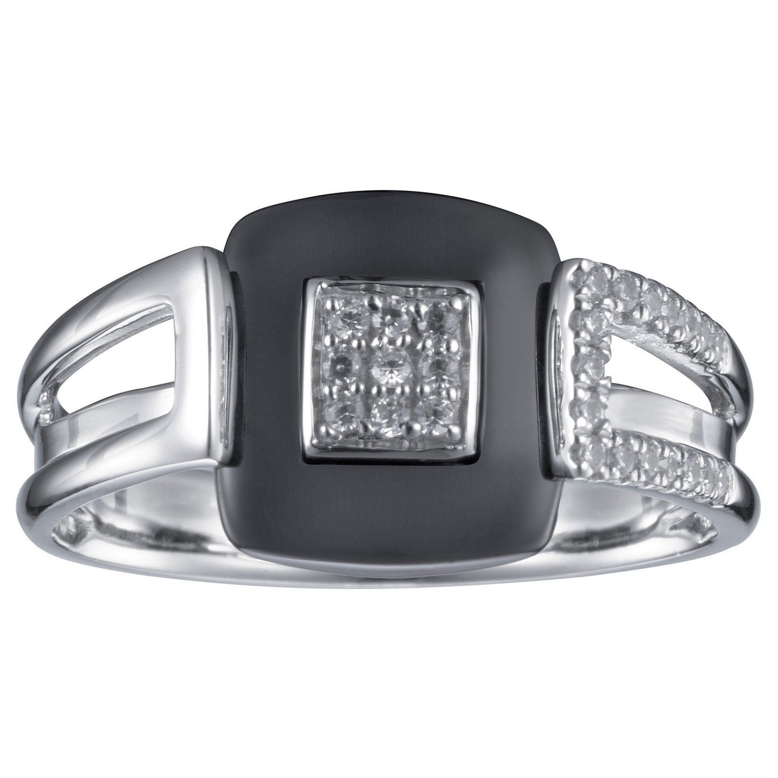 BAGUE ARGT.CARRE OZ ET CERAM.NOIRE - Bijouterie Cordier