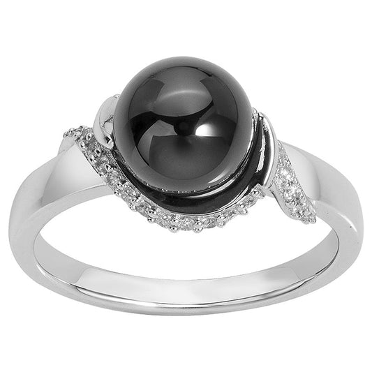 BAGUE ARG. CERAM. NOIRE 28OZ - Bijouterie Cordier