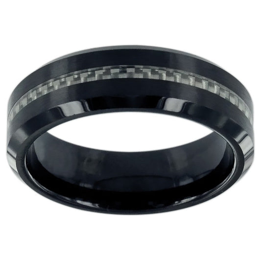 BAGUE CERAMIQUE NOIRE MAT / CARBONE BLANC - Bijouterie Cordier