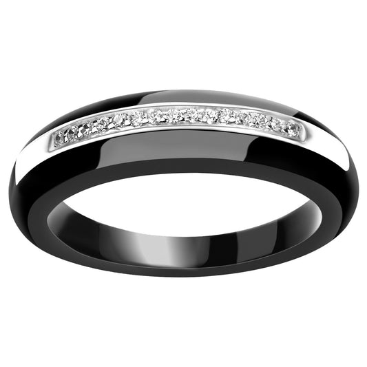 BAGUE CERAM NOIR ET RAIL OZ - Bijouterie Cordier