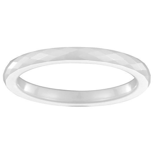 BAGUE FINE CERAM. BLANC. FACETTES FINE 2MM - Bijouterie Cordier