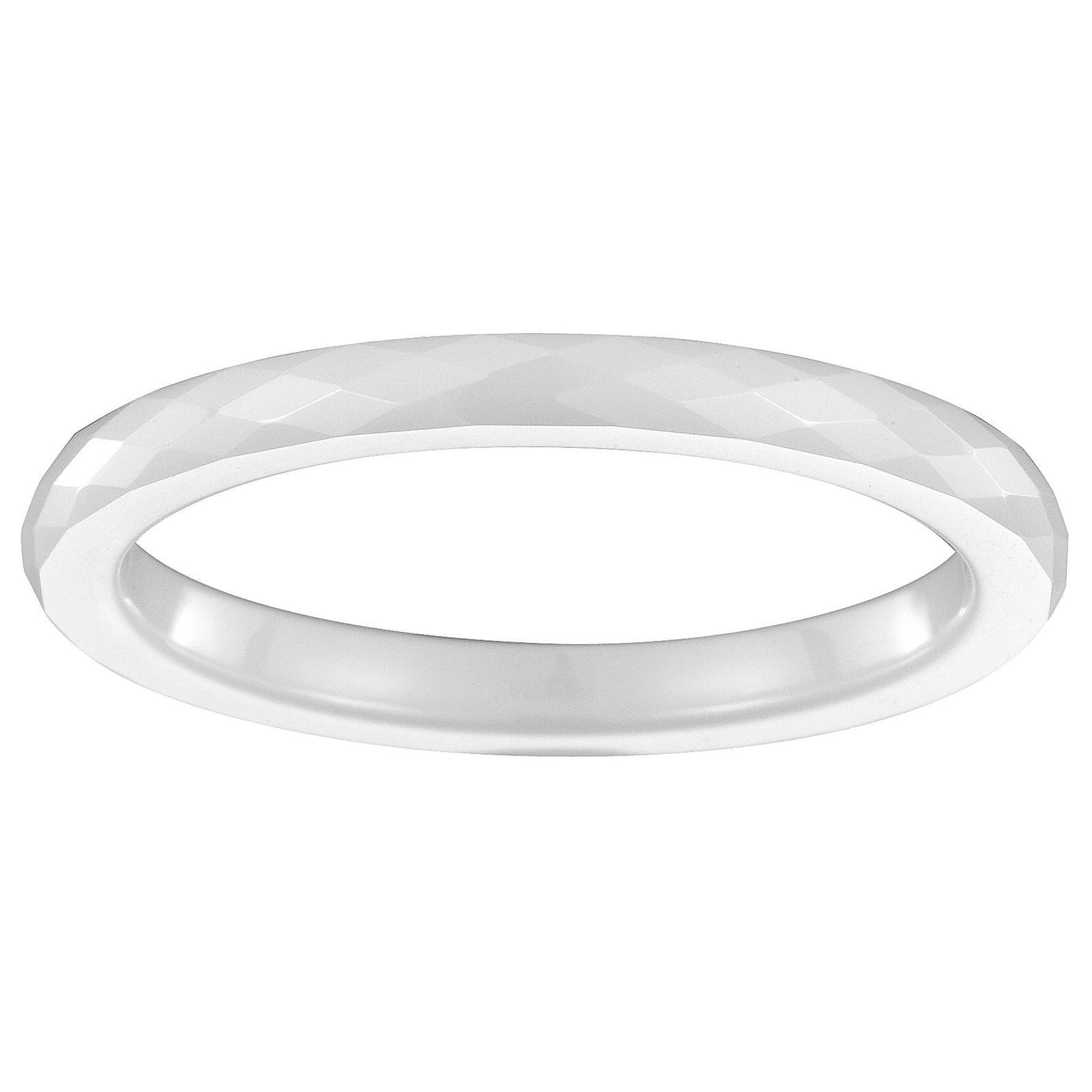 BAGUE FINE CERAM. BLANC. FACETTES FINE 2MM - Bijouterie Cordier