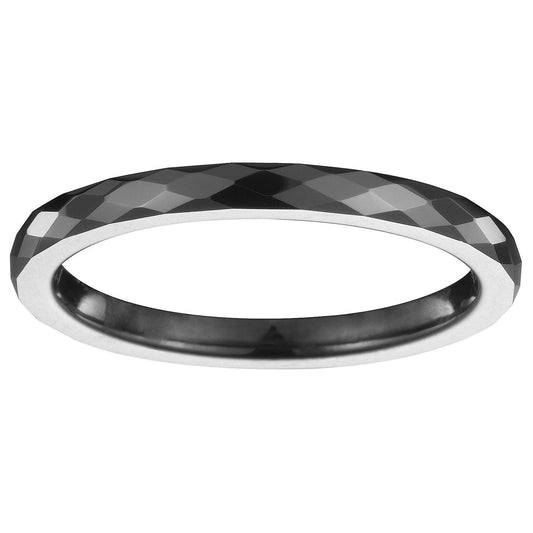 BAGUE FINE CERAM. NOIRE FACETTES FINE 2MM - Bijouterie Cordier