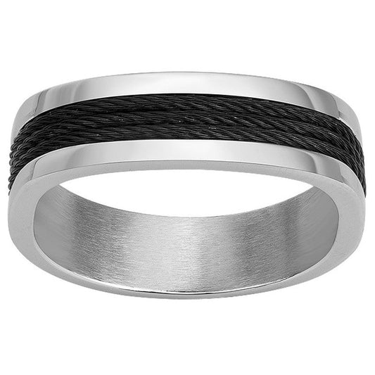 BAG. ACIER CABLE NOIR - Bijouterie Cordier