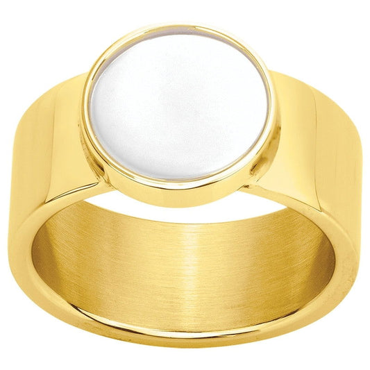 BAG. ACIER PVD JAUNE ET LAQUE BLANCHE - Bijouterie Cordier