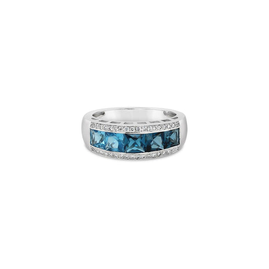 Bague Gringoire joaillerie en or blanc, topaze bleue