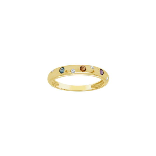 Bague Gringoire en or jaune, améthyste, citrine, topaze bleue et diamants