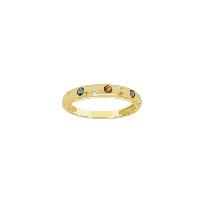 Bague Gringoire en or jaune, améthyste, citrine, topaze bleue et diamants