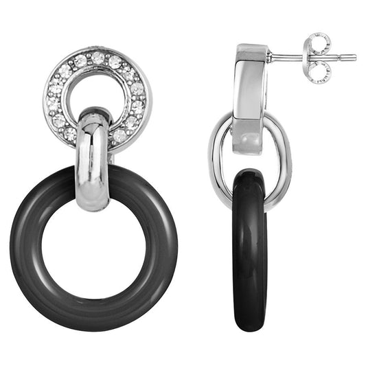 B.O.AC/CERCLES CERA.NOIRE ET CRISTAL BLANC - Bijouterie Cordier