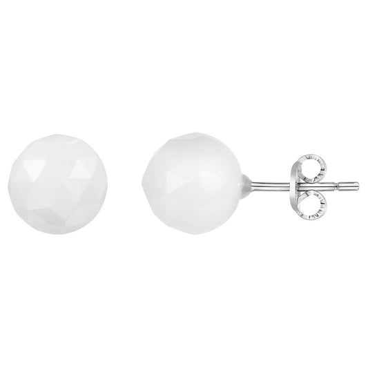B.O.ACIER/BOULE CERA.BLANCHE FACETTEE 8MM - Bijouterie Cordier