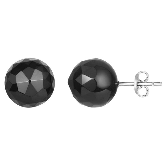 B.O.ACIER/BOULE CERA.NOIRE FACETTEE 8MM - Bijouterie Cordier