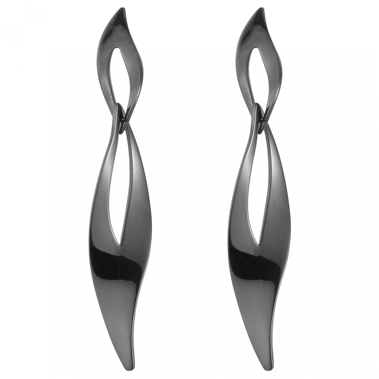 B.O ACIER FEULLE PENDANTE IP BLACK - Bijouterie Cordier