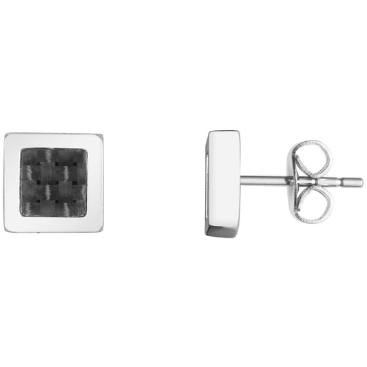 B.O ACIER HOMME CARRE ET CARBONE NOIR - Bijouterie Cordier